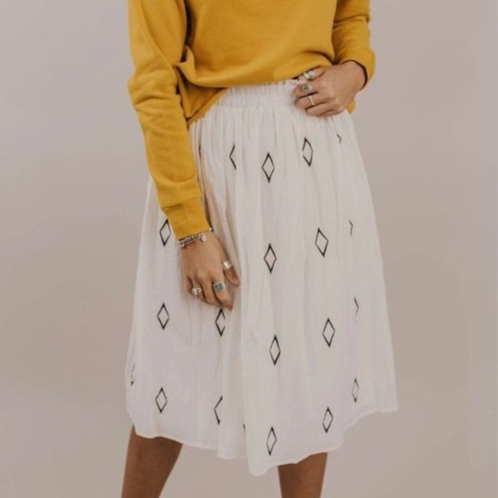 POLAGRAM Marquise White Diamond Midi Skirt Medium - Picture 1 of 1